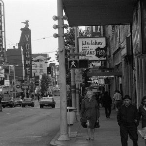 Granville and Robson Street in 1974 in Vancouver