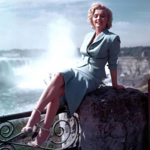 Marilyn Monroe in Niagara Falls circa 1953, promoting the release of her film, Niagara.