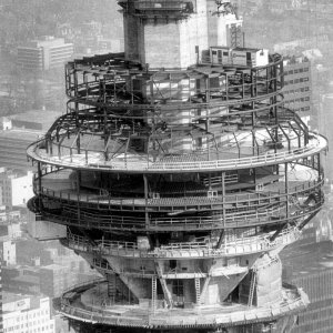 The CN Tower nearing completion in the 1970s.