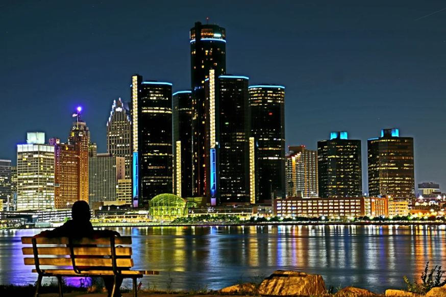 (OC) Detroit from Canada at Night