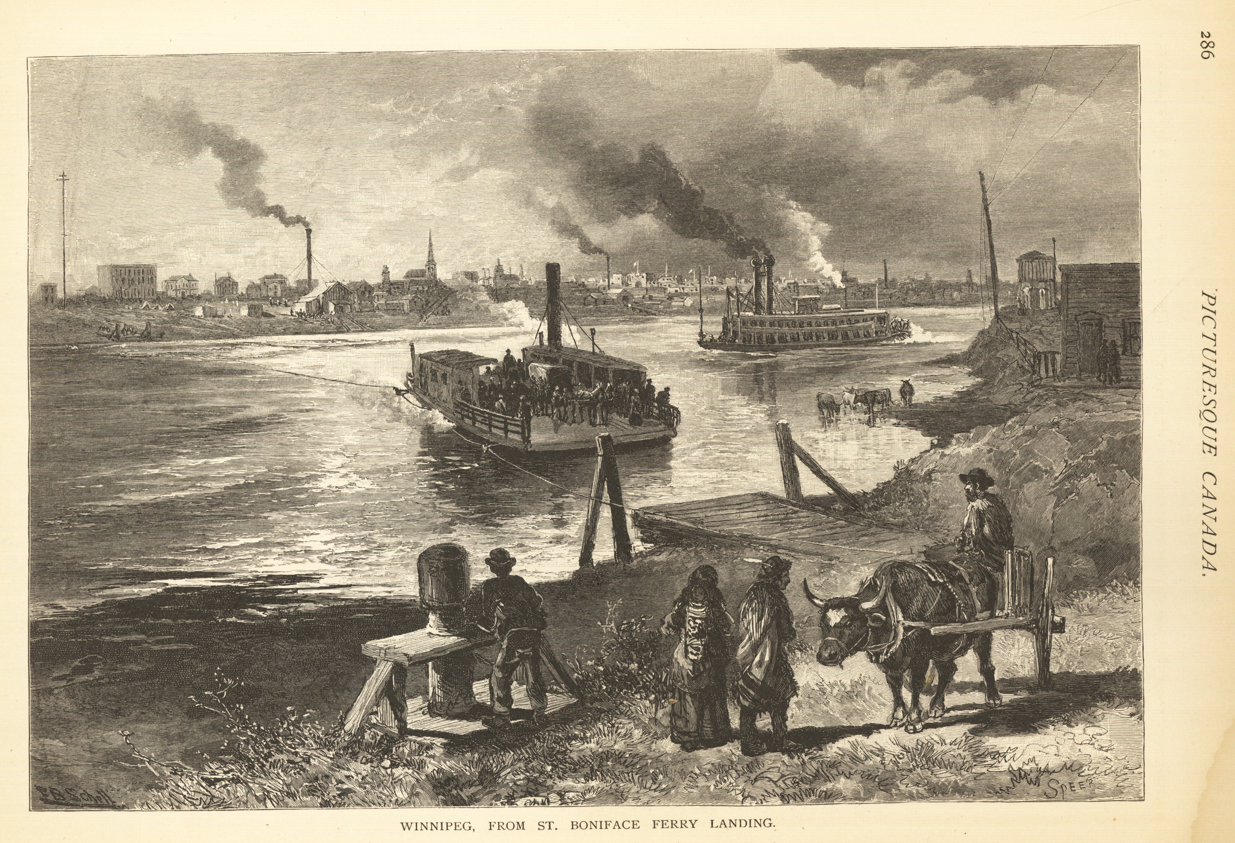 Winnipeg From St. Boniface Ferry Landing in 1882